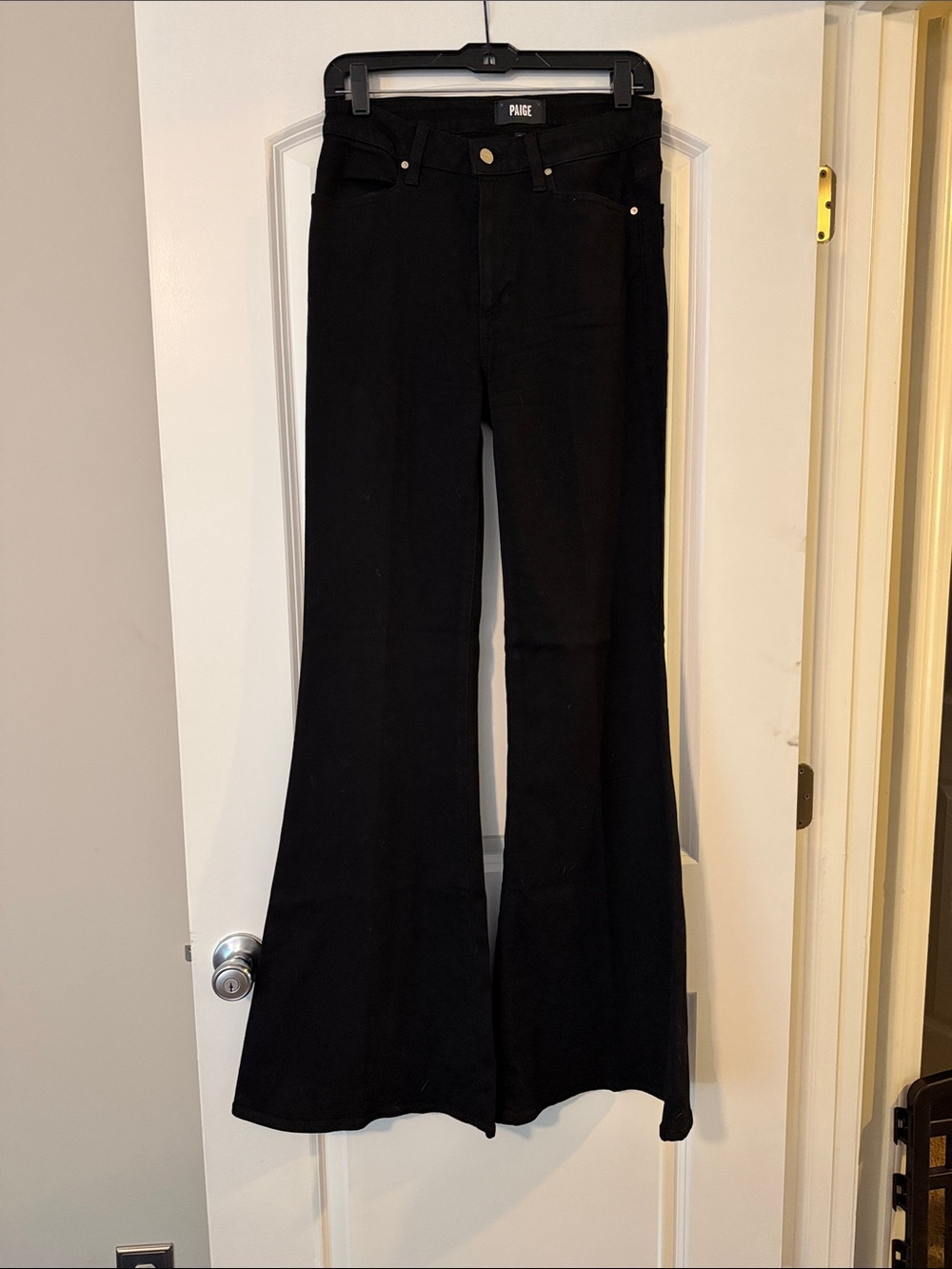 PAIGE Black High-Rise Wide-Leg Flare Jeans